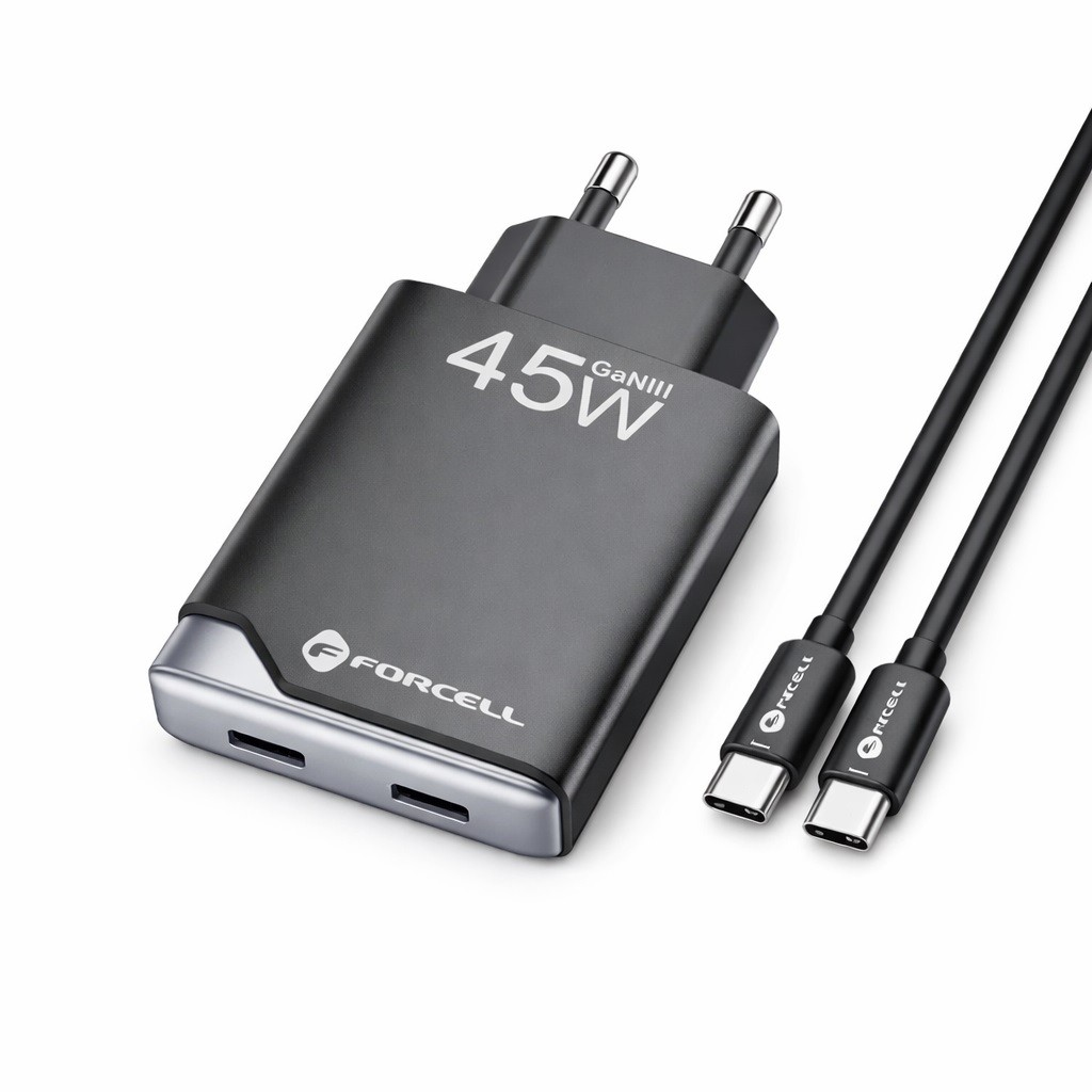 Szybka �adowarka Forcell 45W GaN  2 porty USB-C z d�ugim kablem 2m Samsung Galaxy A56 5G / 2