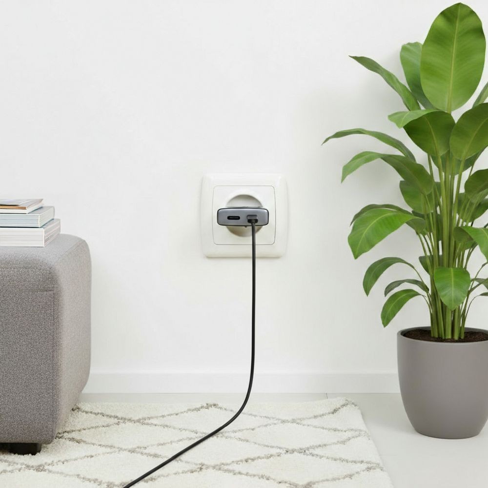 Szybka �adowarka ultra slim 45W Forcell 2 porty USB-C czarna Samsung Galaxy A04E / 7