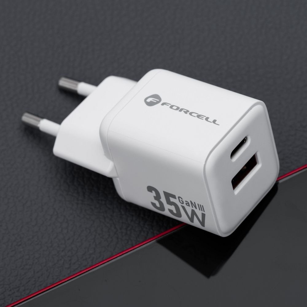 Szybka �adowarka Forcell F-Energy Mini GaN III 35W USB-C + USB-A bia�a Samsung Galaxy A25 5G / 2