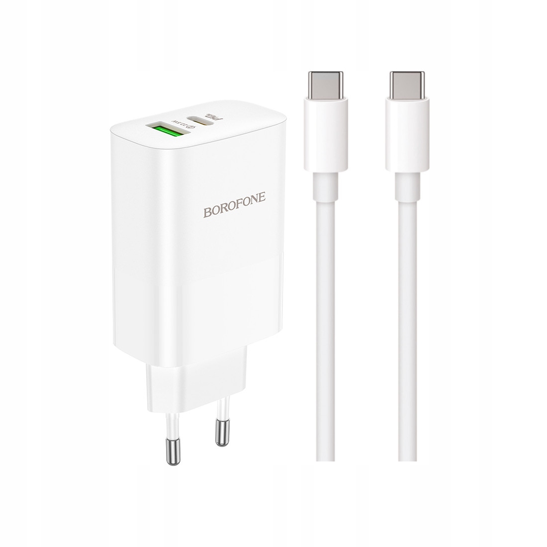 Szybka �adowarka GaN 65W Borofone z d�ugim kablem 2m 2 wej�cia bia�a Oppo Reno 13FS 5G