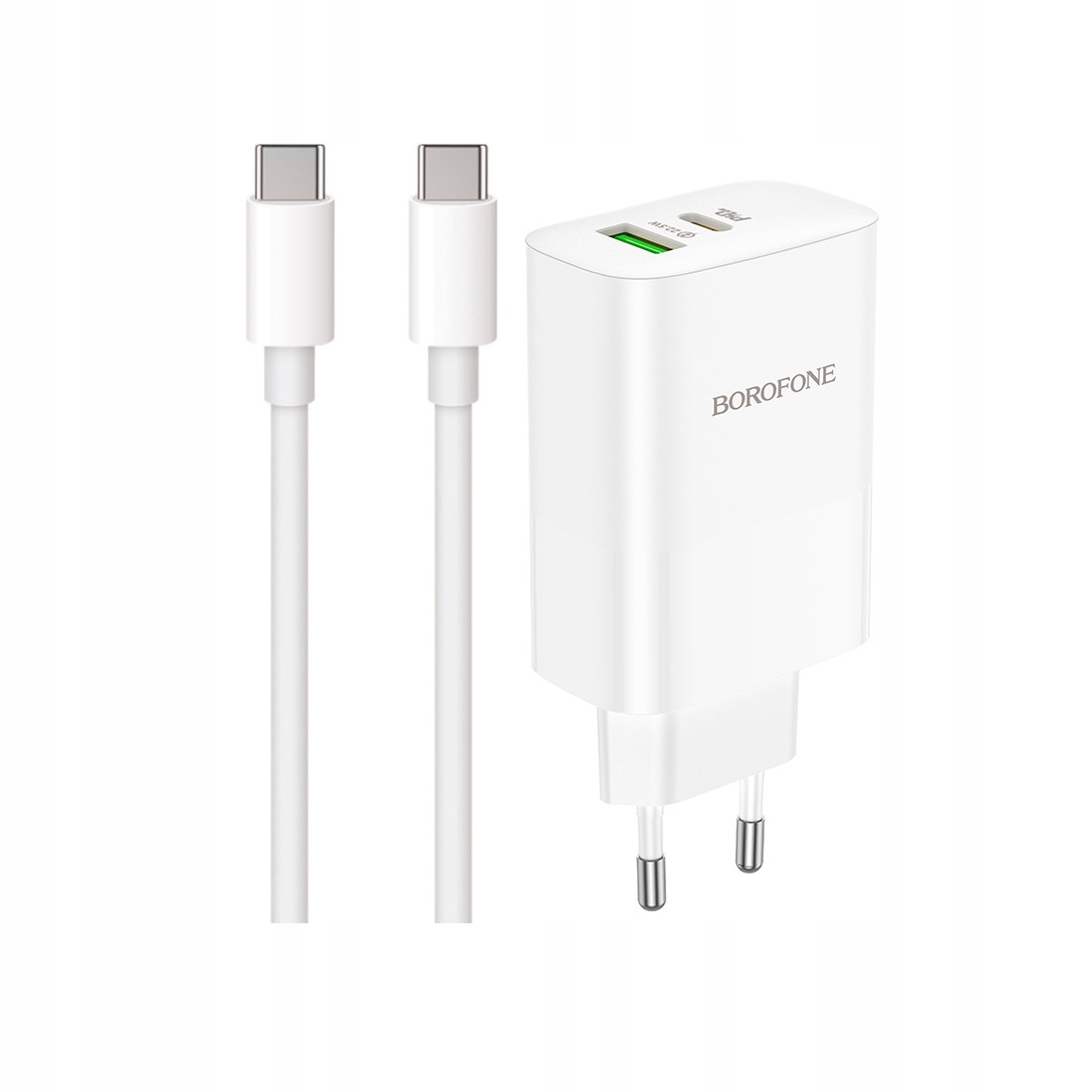 Szybka �adowarka GaN 65W Borofone z d�ugim kablem 2m 2 wej�cia bia�a Oppo Reno 13FS 5G / 2
