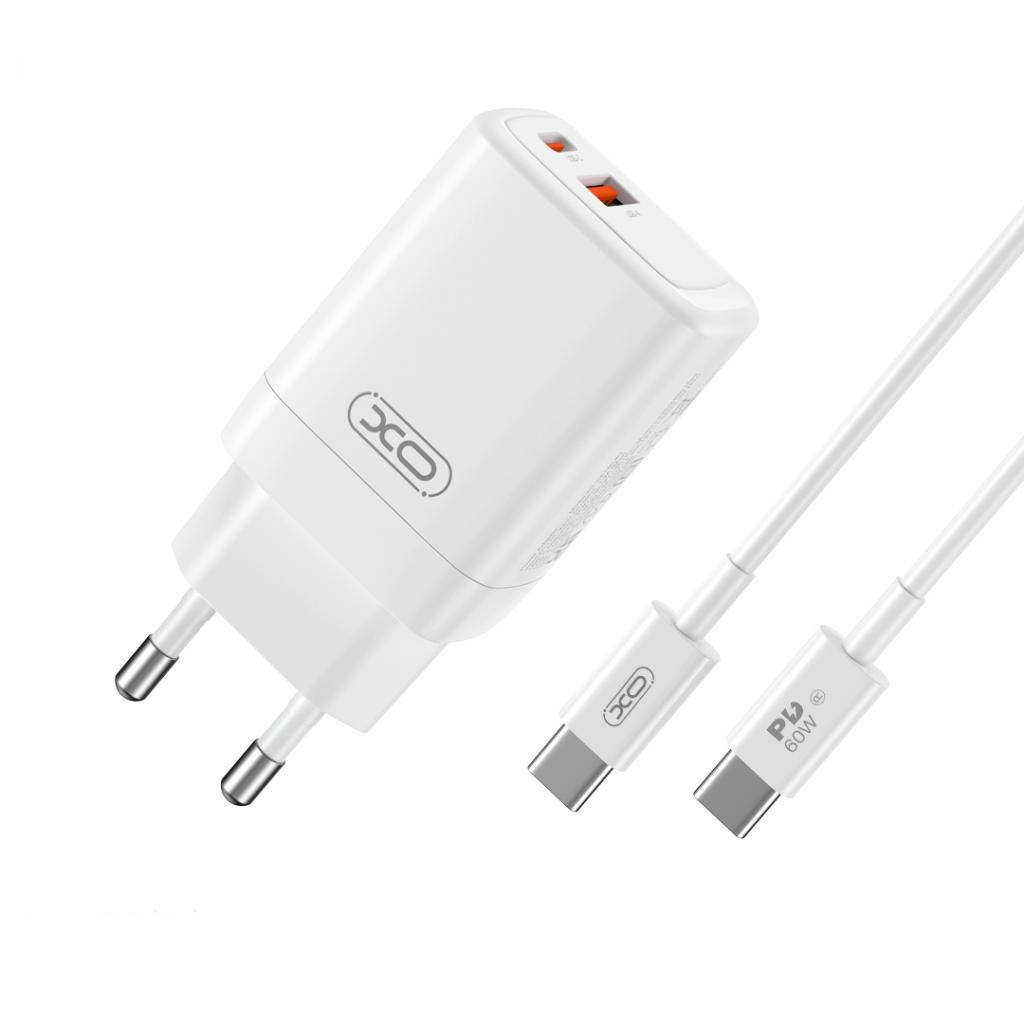 Szybka �adowarka XO 45W z kablem USB-C do telefonu 2 wej�cia bia�a Oppo Reno 13FS 5G
