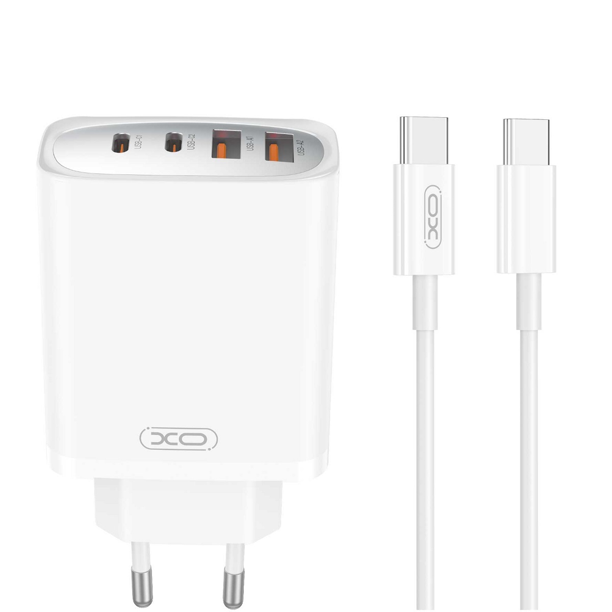 Szybka �adowarka XO 45W z kablem USB-C do telefonu 4 wej�cia bia�a Oppo Reno 13FS 5G