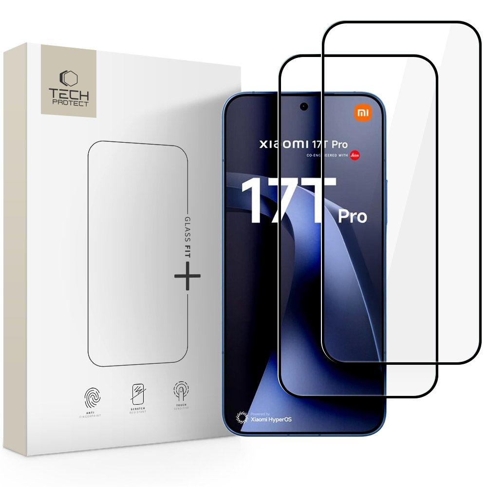 Tech-protect Glass Fit+ 2-pack czarne Xiaomi 17T Pro