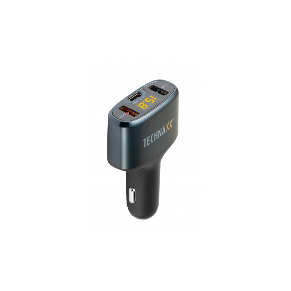 Technaxx adowarka samochodowa TE18 z portami USB 2.0, QC3.0 & USB-C (ze wskanikiem naadowania akumulatora)