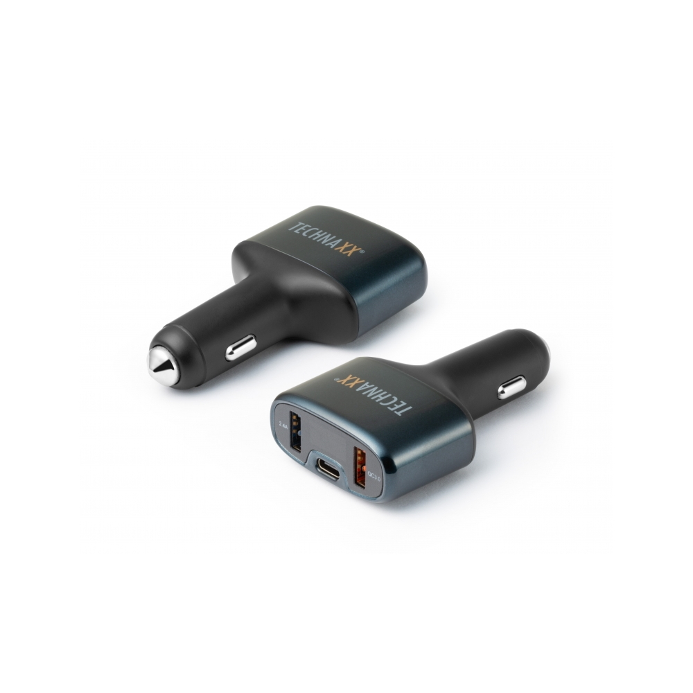Technaxx adowarka samochodowa TE18 z portami USB 2.0, QC3.0 & USB-C (ze wskanikiem naadowania akumulatora) / 2