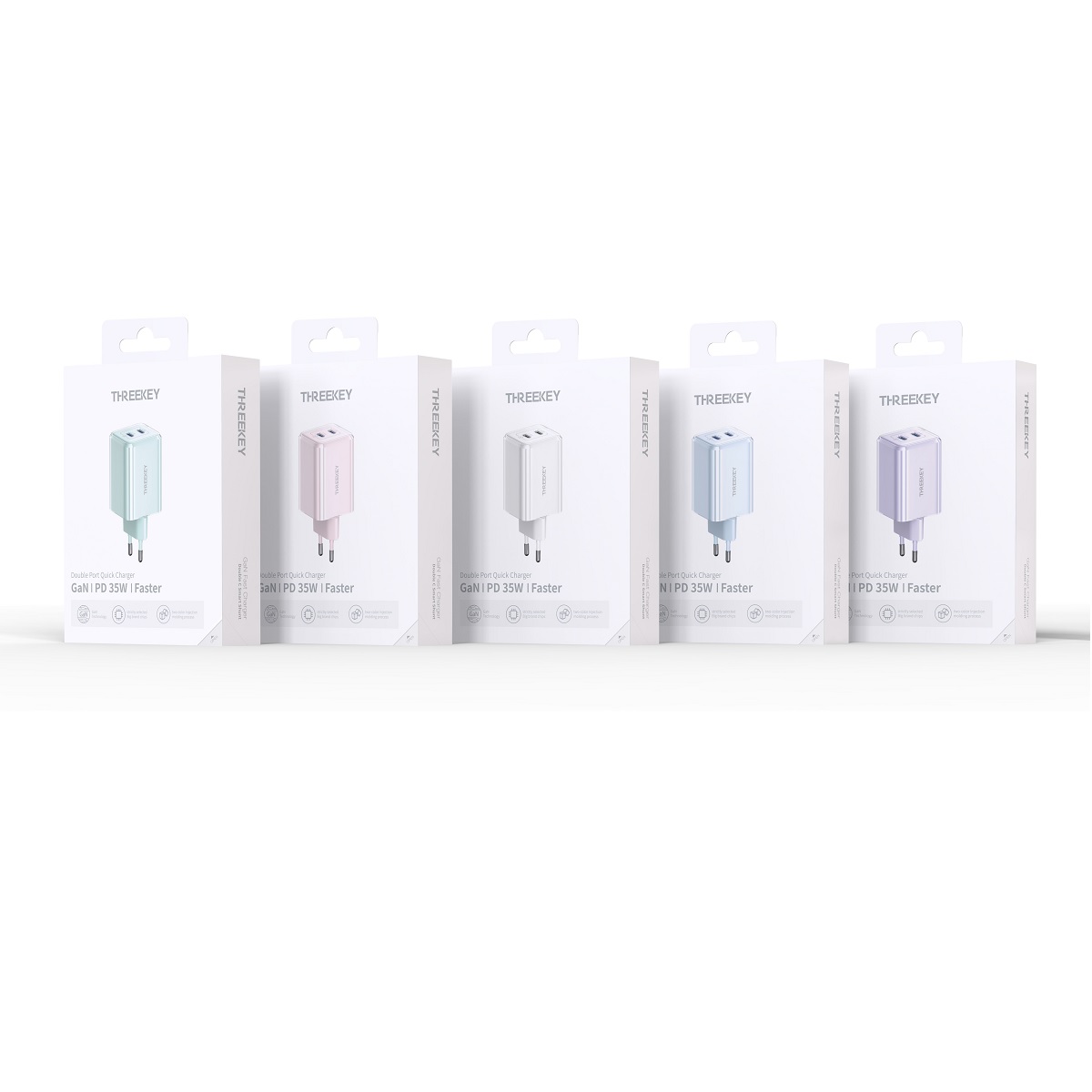 THREEKEY �adowarka sieciowa TK111 PD 35W 2x USB-C fioletowa / 2