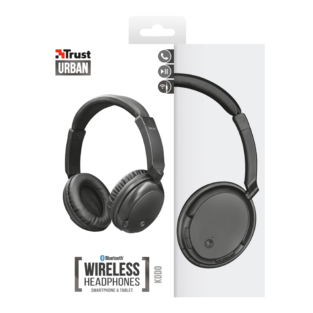 Trust s�uchawki bezprzewodowe nauszne Kodo czarne metaliczne / 6