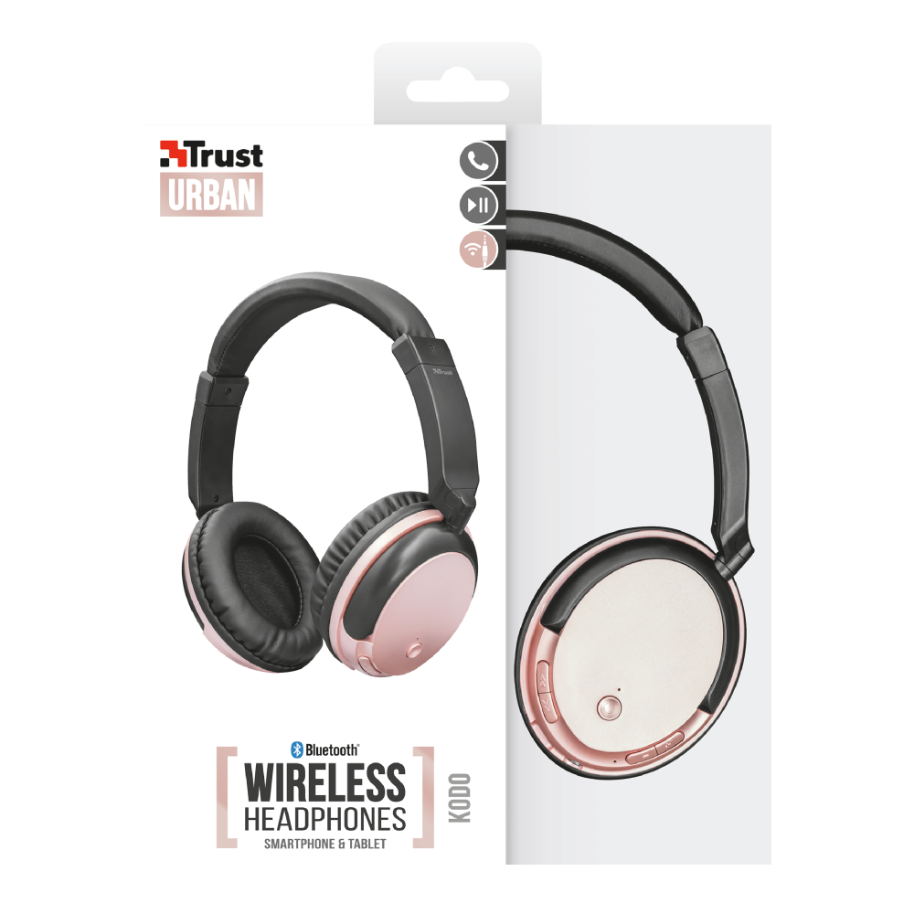Trust s�uchawki bezprzewodowe nauszne Kodo r�owe metaliczne / 6