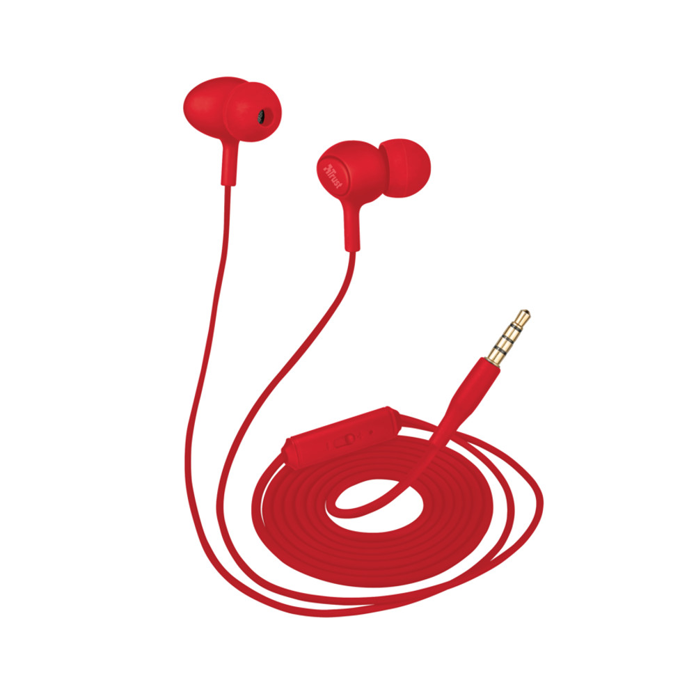 Trust s�uchawki przewodowe douszne Ziva czerwone