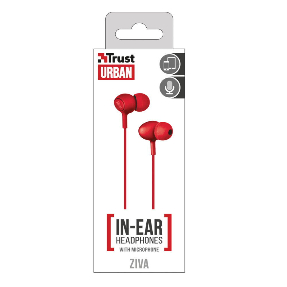 Trust s�uchawki przewodowe douszne Ziva czerwone / 5