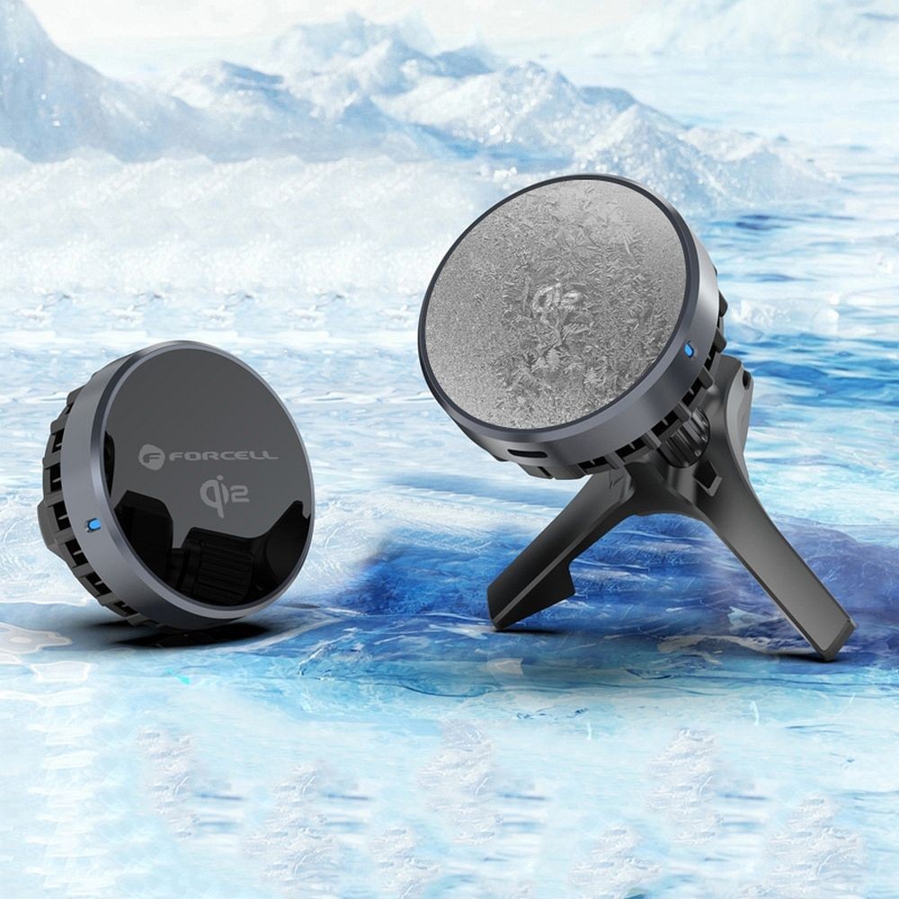 Uchwyt do auta Forcell F-Grip Cool Mag 15W Qi2 USB-C z ch�odzeniem czarny Samsung Galaxy F12 / 3