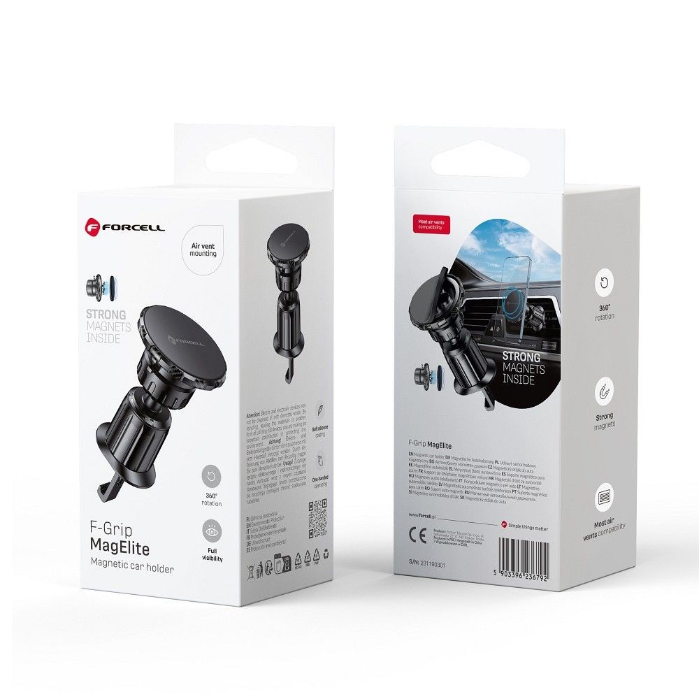 Uchwyt na kratk� magnetyczny do samochodu Forcell F-Grip MagElite czarny Samsung Galaxy A96 Global / 8