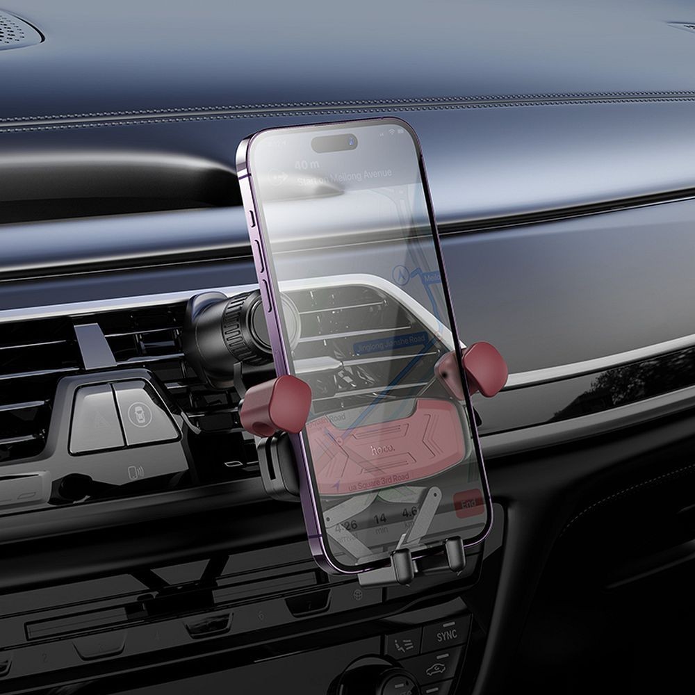 Uchwyt na telefon do samochodu grawitacyjny Hoco do kratki czarny Samsung Galaxy F02S / 7