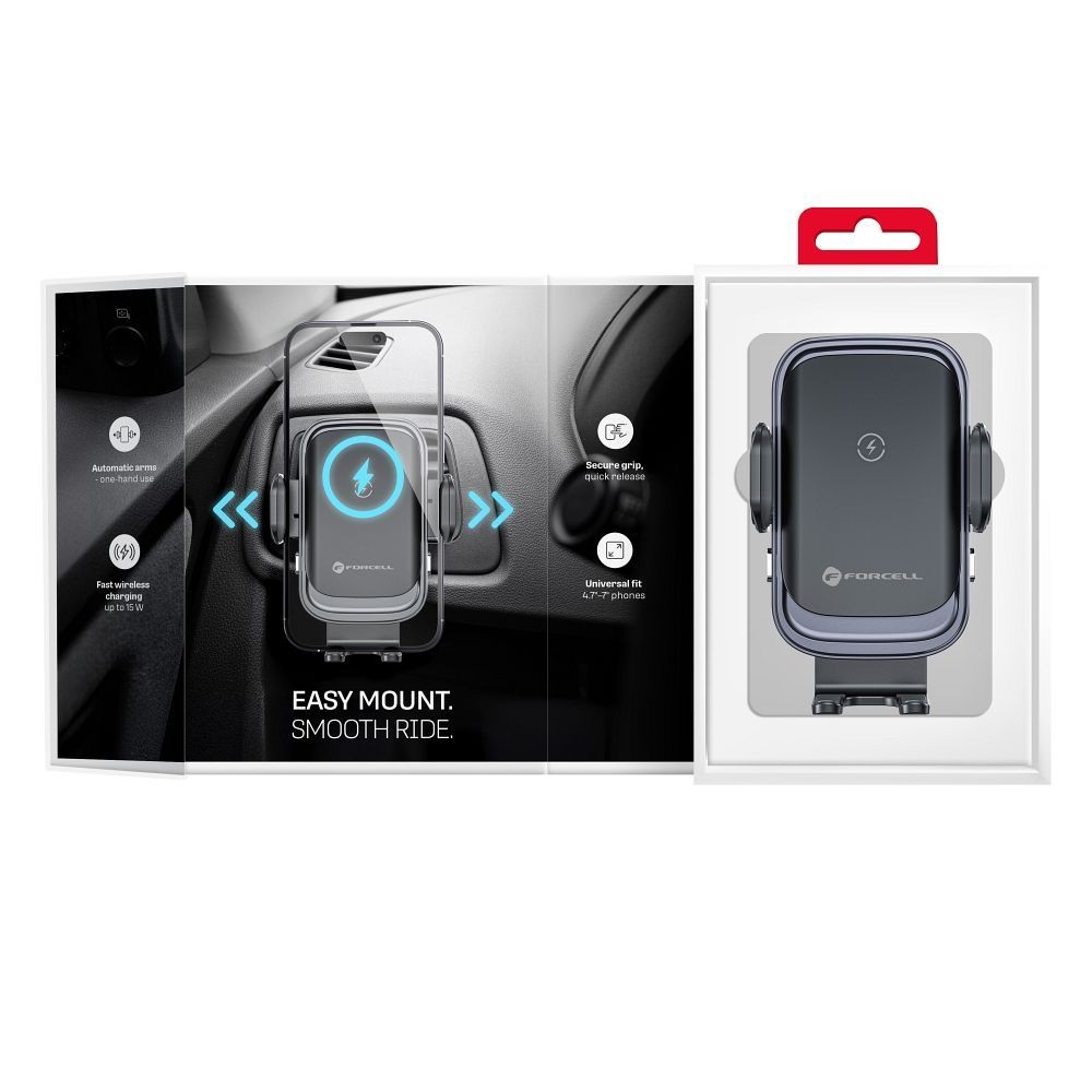 uchwyt samochodowy indukcyjny do kratki 15W Forcell F-GRIP Grand  srebrny / 3