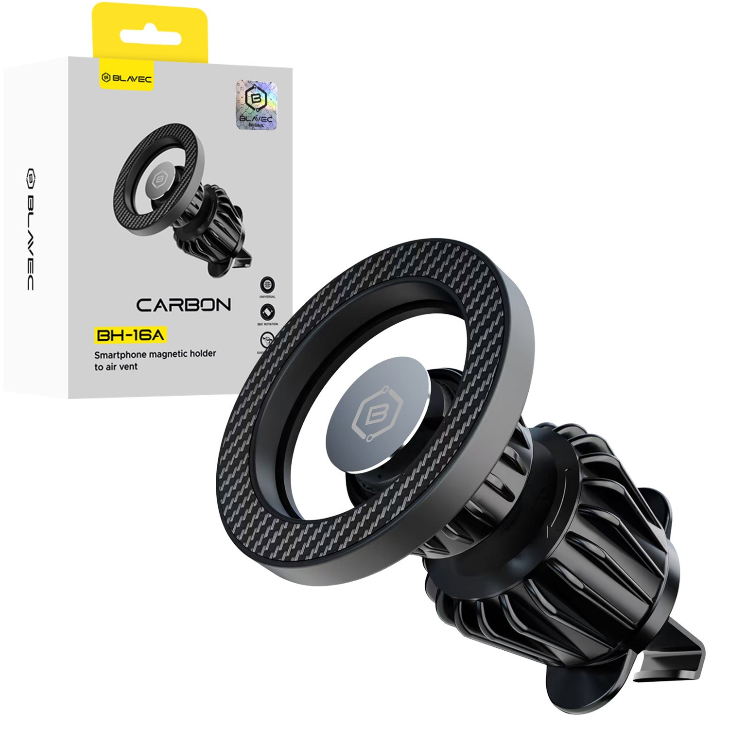 Uchwyt Samochodowy MagSafe Blavec BH-16A Carbon do Kratki Czarny Samsung Galaxy S21 FE 5G Uchwyt Samochodowy MagSafe Blavec BH-16A Carbon do Kratki Czarny Samsung Galaxy S21 FE 5G