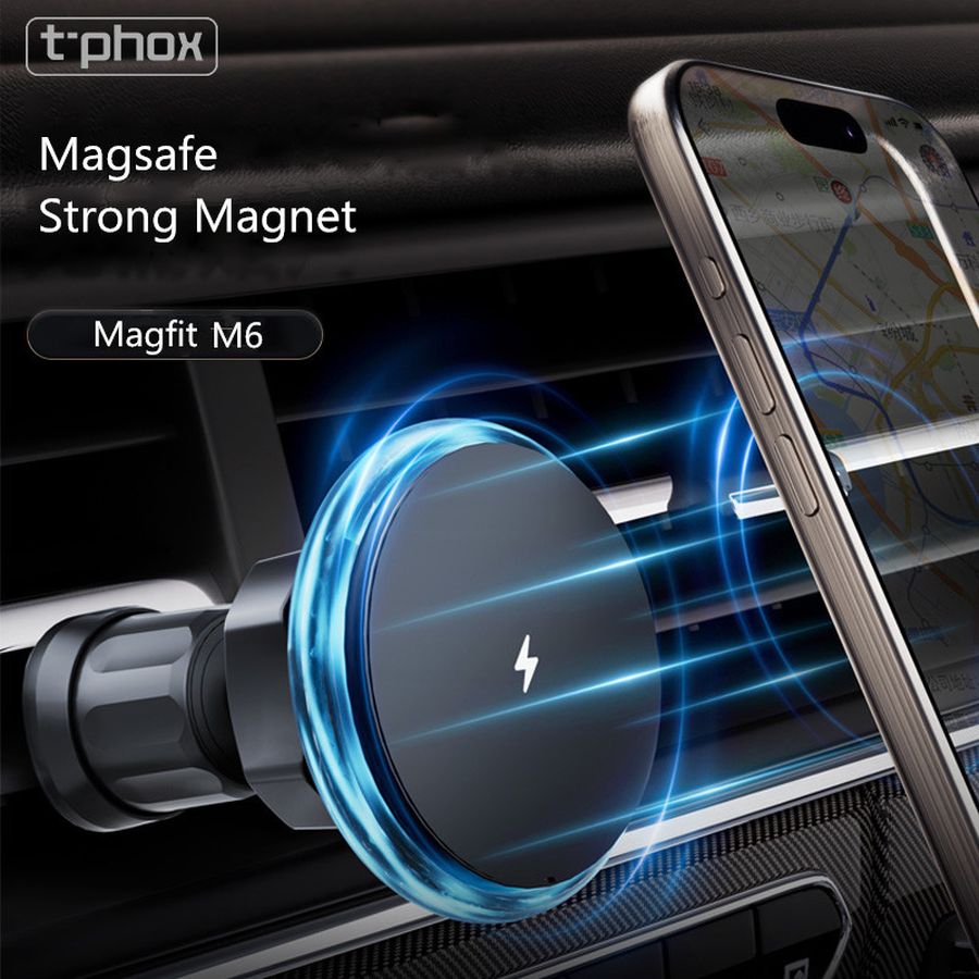 UCHWYT SAMOCHODOWY T-PHOX M6 MAGNETIC WIRELESS DO KRATKI BLACK / 2