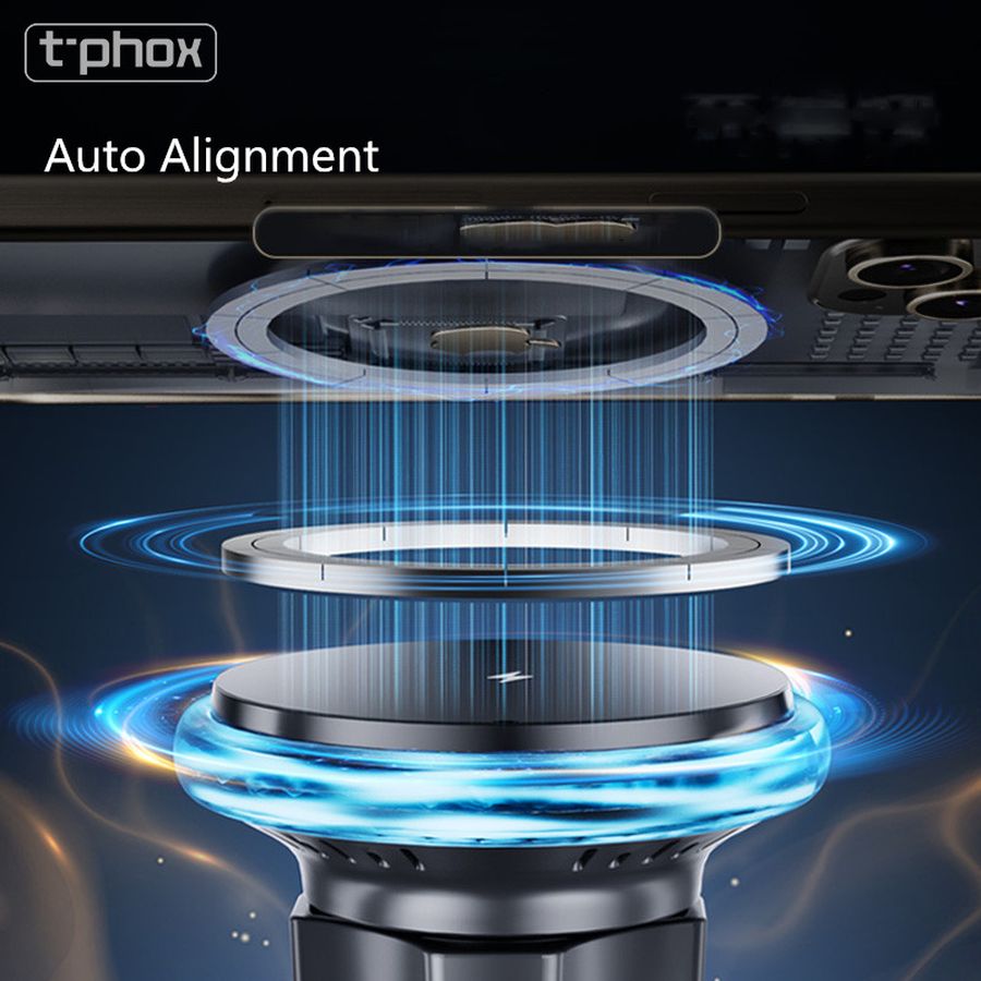 UCHWYT SAMOCHODOWY T-PHOX M6 MAGNETIC WIRELESS DO KRATKI BLACK / 4