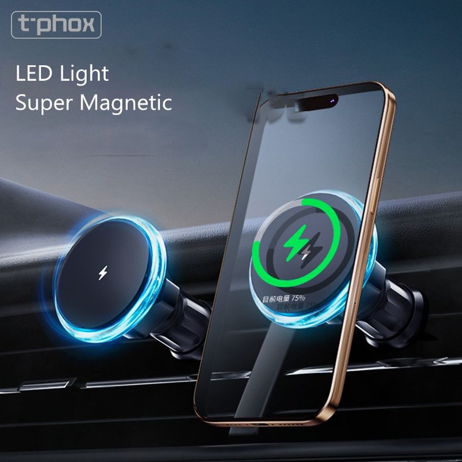 UCHWYT SAMOCHODOWY T-PHOX M6 MAGNETIC WIRELESS DO KRATKI BLACK / 5