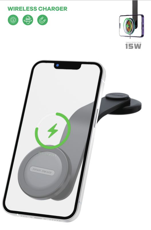 Uchwyt samochodowy T-PHOX MAG ON 15W MAGNETIC WIRELESS BLACK