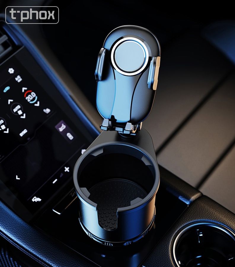 Uchwyt samochodowy T-PHOX TH-07 Z UCHWYTEM NA KUBEK CUP HOLDER BLACK / 2