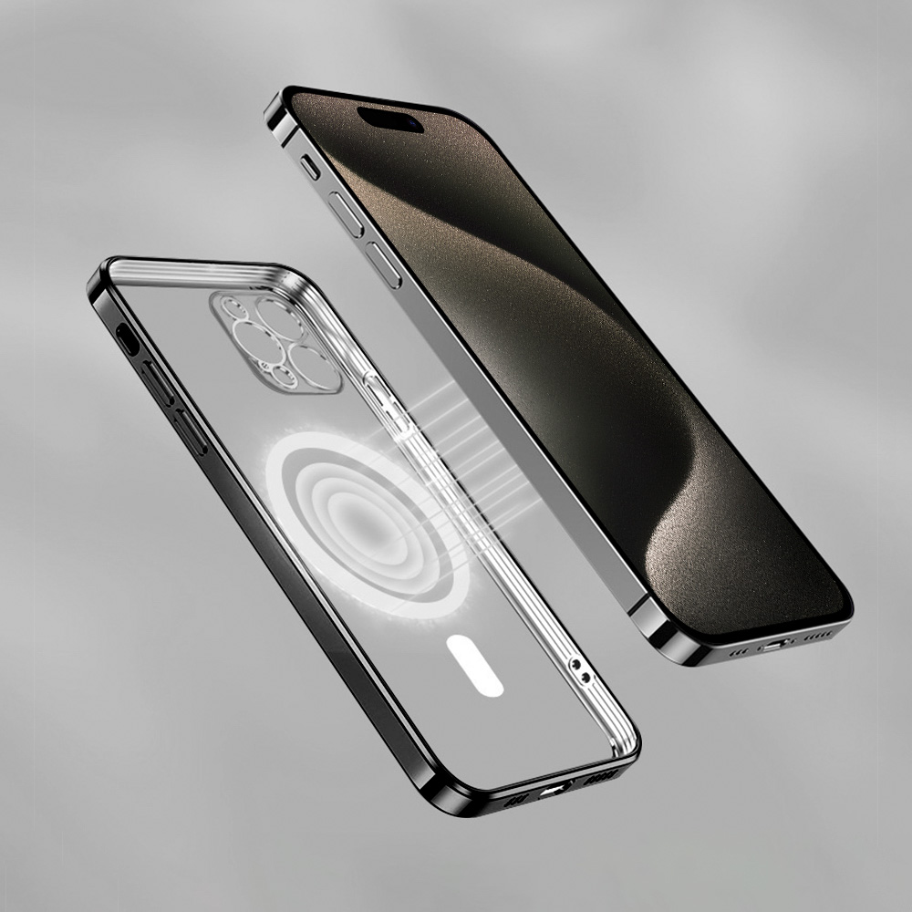 Vmax nakadka Electroplating Mag TPU czarny Apple iPhone 12 Pro Max (6.7 cali) / 7