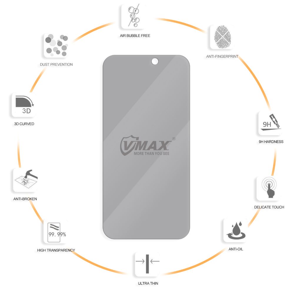 Vmax szko hartowane 0.33mm 2,5D high clear privacy glass Apple iPhone 12 Pro Max (6.7 cali) / 5