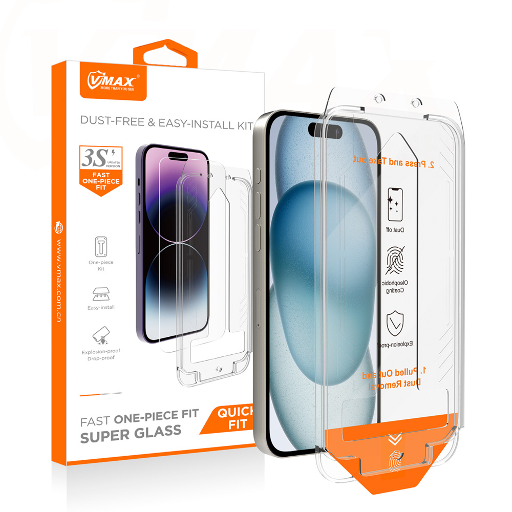 Vmax szk�o hartowane easy install 2,5D Normal Glass Apple iPhone 15 Pro / 3