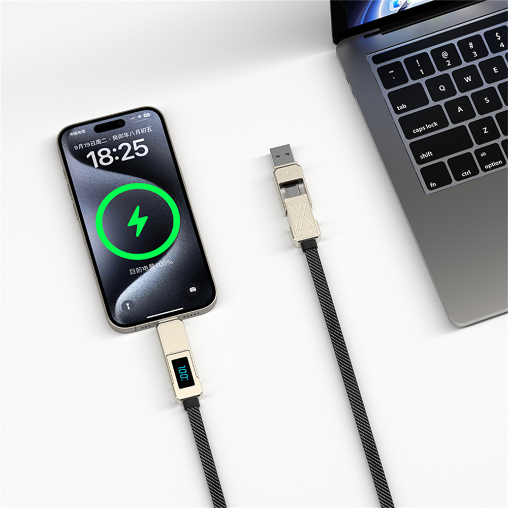 WIWU 100W Kabel 4 w 1 seri X Wi-C039 typy A+C-C+L , 150cm tytan / 3