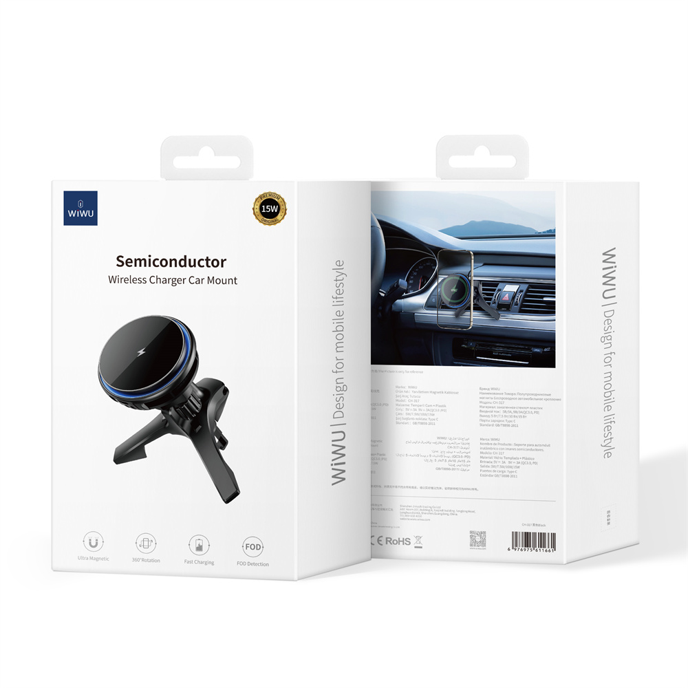 WIWU 15W magnetyczny uchwyt samochodowy na telefon z �adowaniem indukcyjnym CH-317 / 6