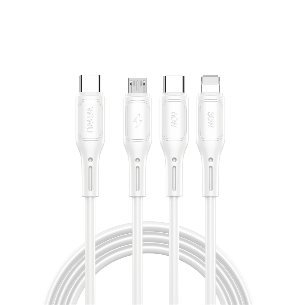 WIWU kabel Starlink Series 60W 3in1 Fast Charging cable Wi-C046E C-C+L+M bia�y