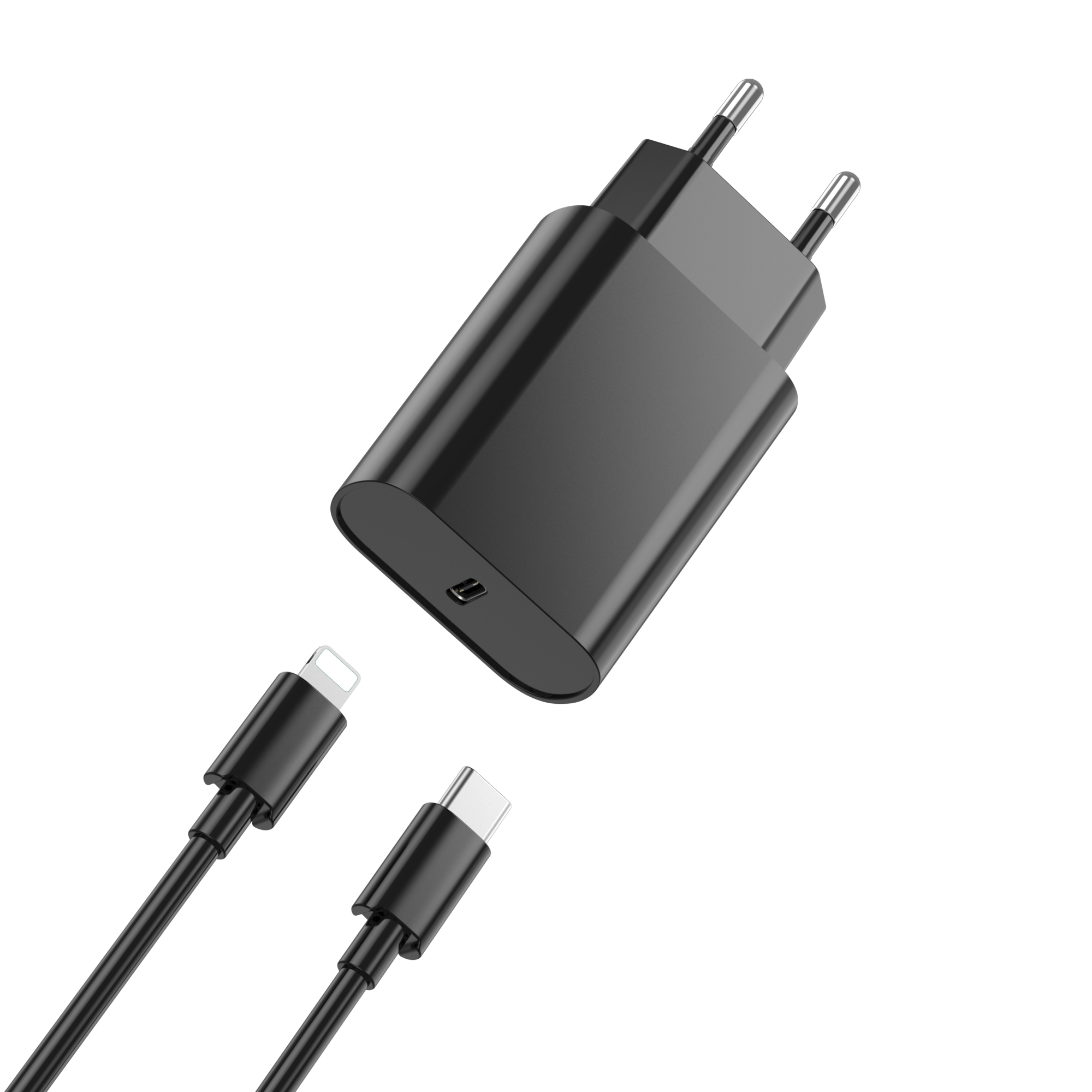 WIWU �adowarka sieciowa Wi-U001 PD 20W 1x USB-C czarna + kabel USB-C - Lightning / 2