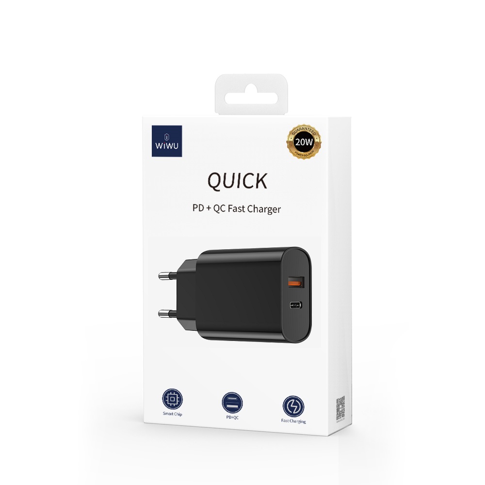 WIWU �adowarka sieciowa Wi-U002 PD + QC 20W 1x USB 1x USB-C czarna / 4