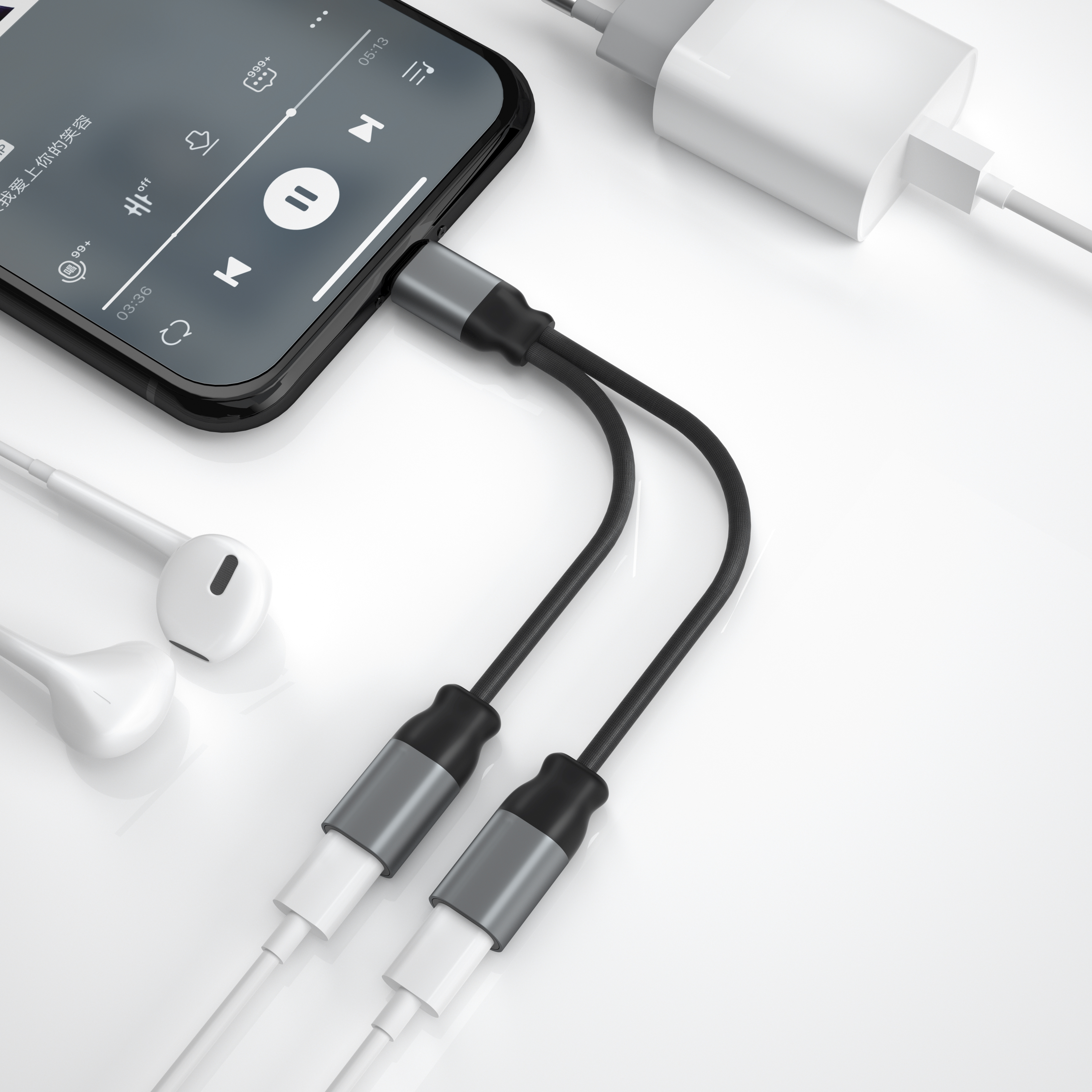 XO adapter audio NBR160A Lightning do Lightning - Lightning czarny / 2