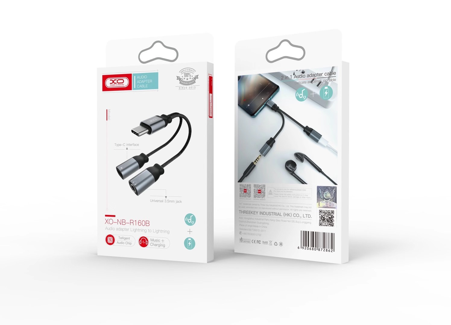 XO adapter audio NBR160B USB-C do mini-jack (3,5mm) - USB-C czarny / 3