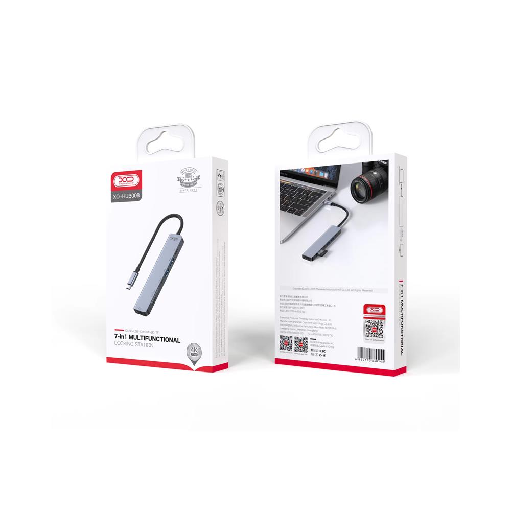 XO adapter HUB HUB008 7w1 szary / 4