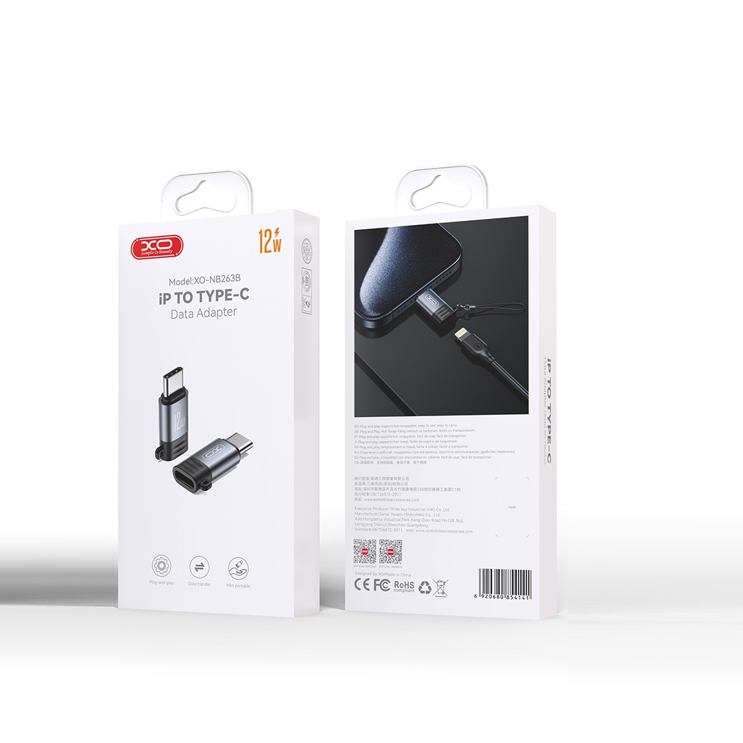 XO adapter NB263B Lightning - USB-C 2A czarny matowy / 4