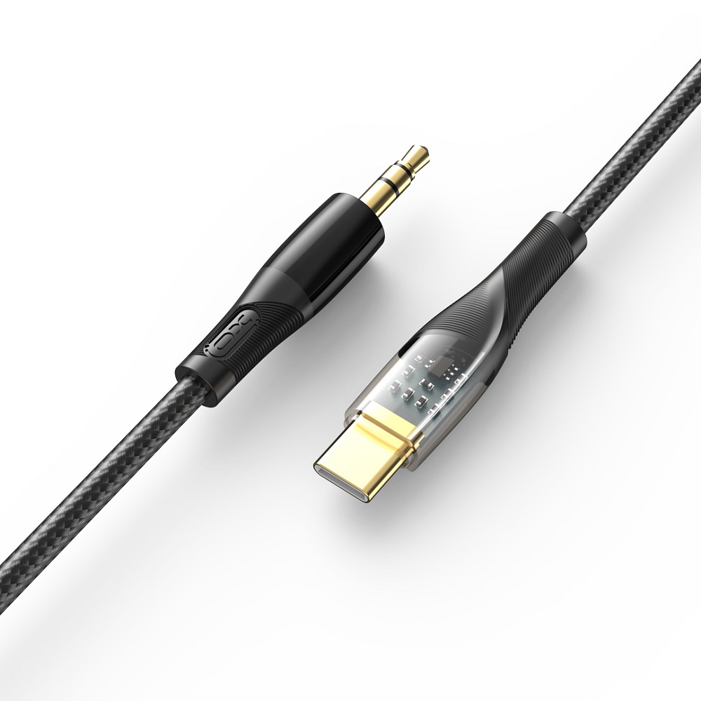 XO Clear kabel audio NB-R241B USB-C - jack 3,5mm 1,0 m czarny / 2