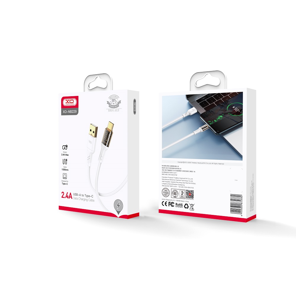 XO Clear kabel NB229 USB - USB-C 1,0 m 2,4A biay / 2