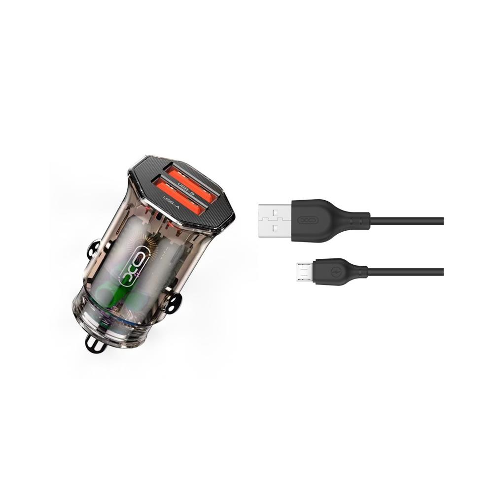 XO Clear adowarka samochodowa CC49 2x USB 2,4A dymiona + kabel microUSB