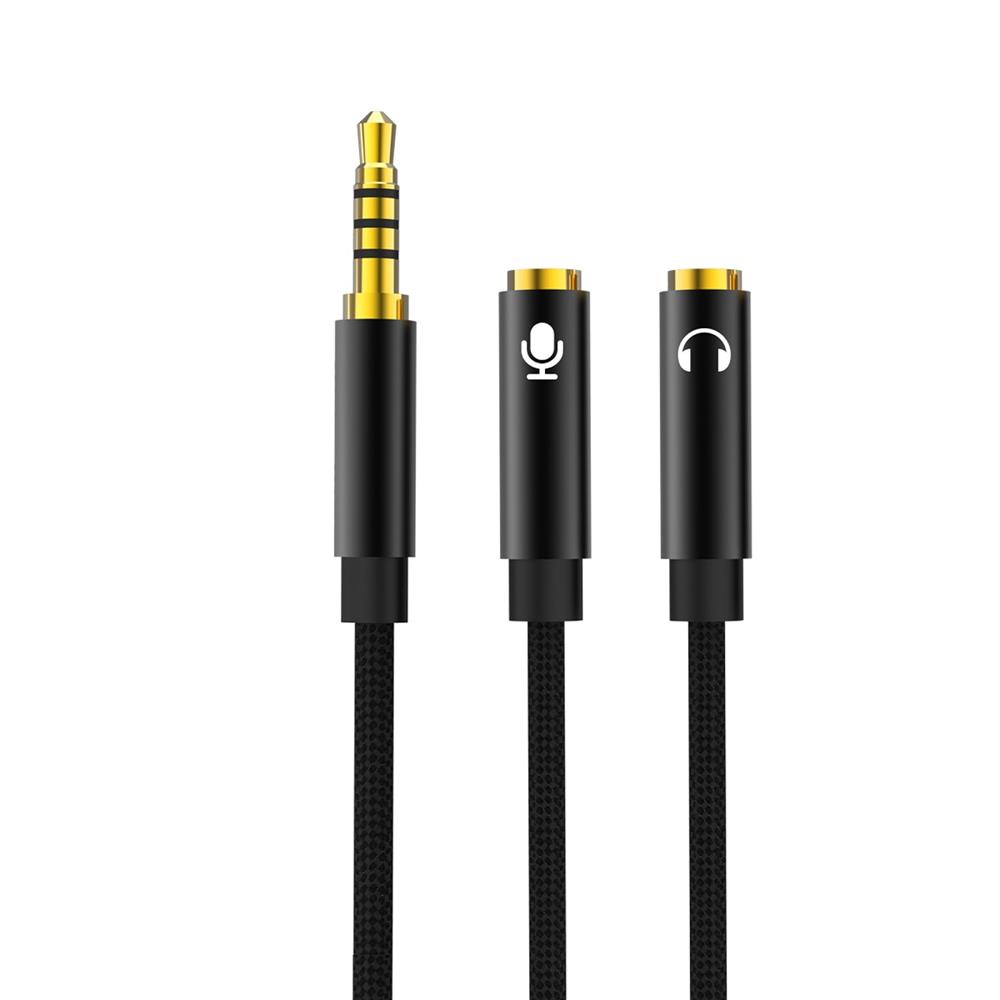 XO kabel audio 2w1 NB-R197 jack 3,5mm - zcze jack 3,5mm / mikrofon 0,23 m czarny