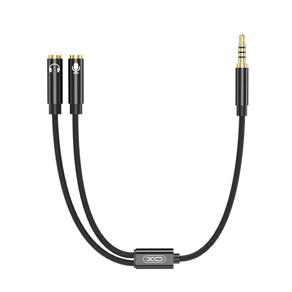 XO kabel audio 2w1 NB-R197 jack 3,5mm - z��cze jack 3,5mm / mikrofon 0,23 m czarny / 2