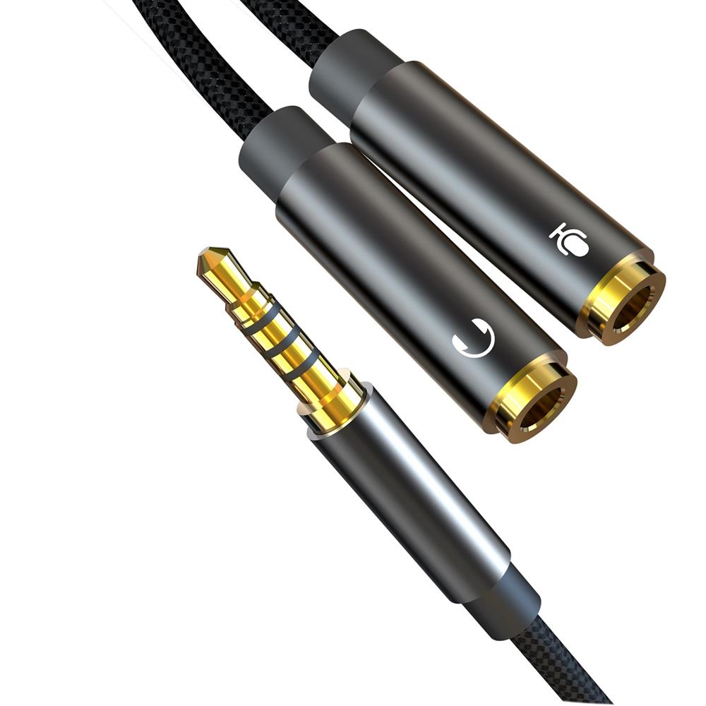 XO kabel audio 2w1 NB-R197 jack 3,5mm - zcze jack 3,5mm / mikrofon 0,23 m czarny / 3