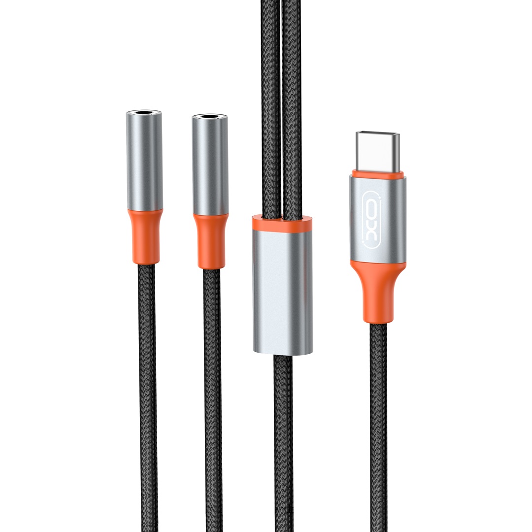 XO kabel audio 2w1 NB-R269B USB-C - 2x z��cze jack 3,5mm 1,2m czarny / 3