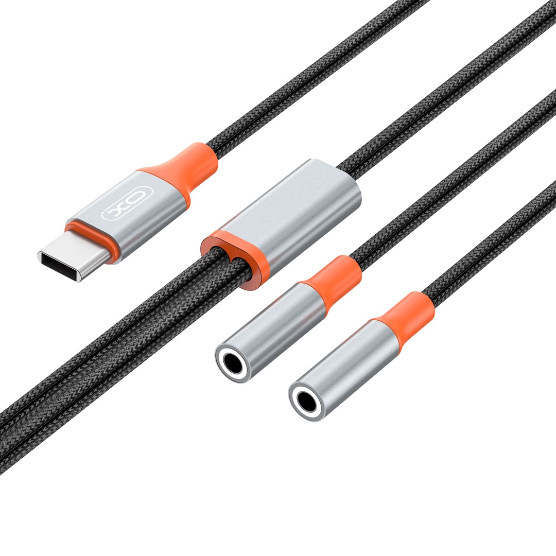 XO kabel audio 2w1 NB-R269B USB-C - 2x z��cze jack 3,5mm 1,2m czarny / 4