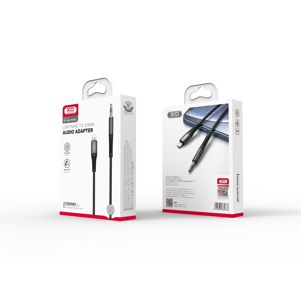 XO kabel audio NB-R193A jack 3,5mm - Lightning 1,0 m czarny / 4