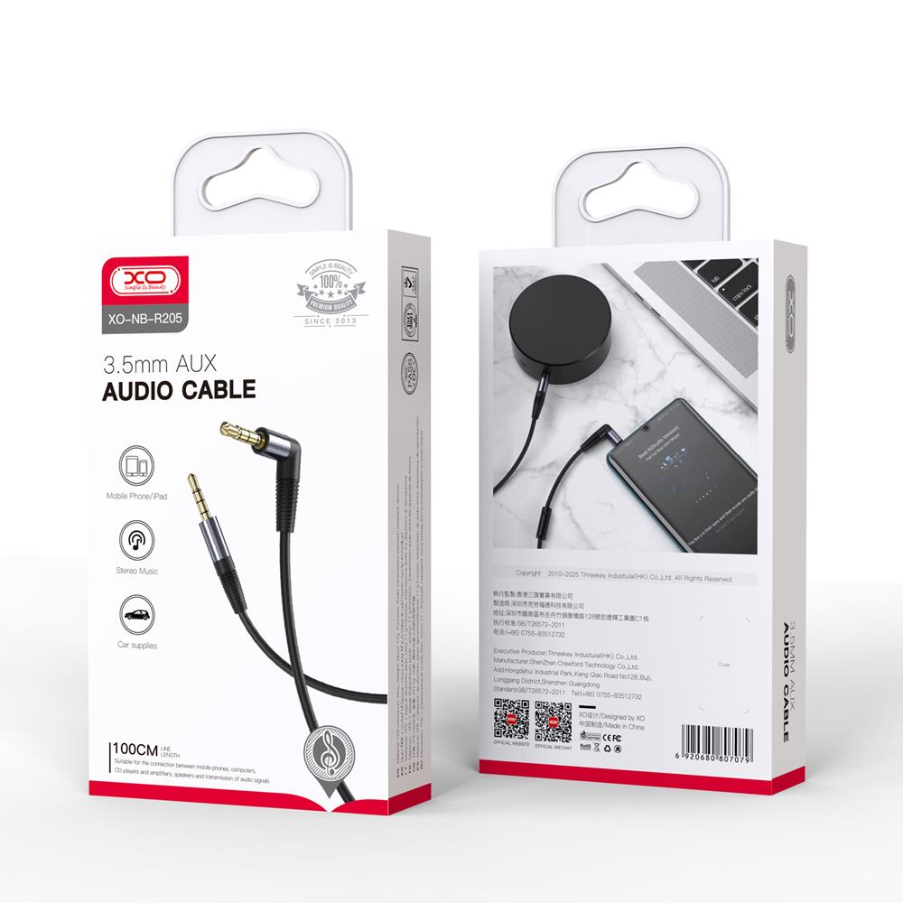 XO kabel audio NB-R205 jack 3,5mm - jack 3,5mm 1,0 m czarny / 4