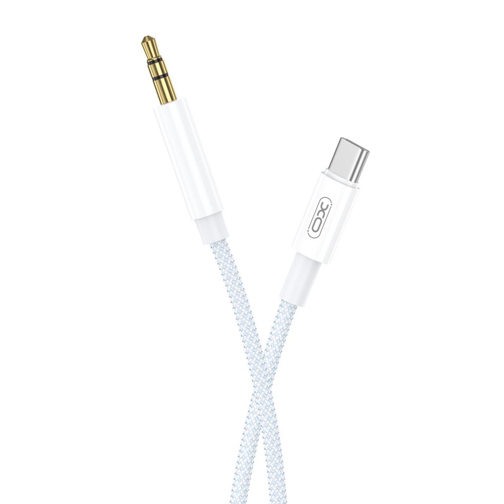 XO kabel audio NB-R211B USB-C - jack 3,5mm 1,0 m bia�o-niebieski