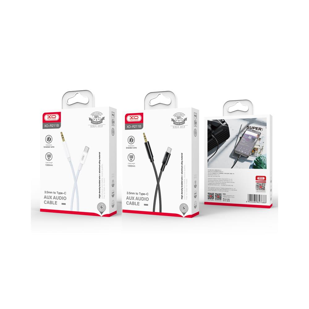XO kabel audio NB-R211B USB-C - jack 3,5mm 1,0 m czarny / 2