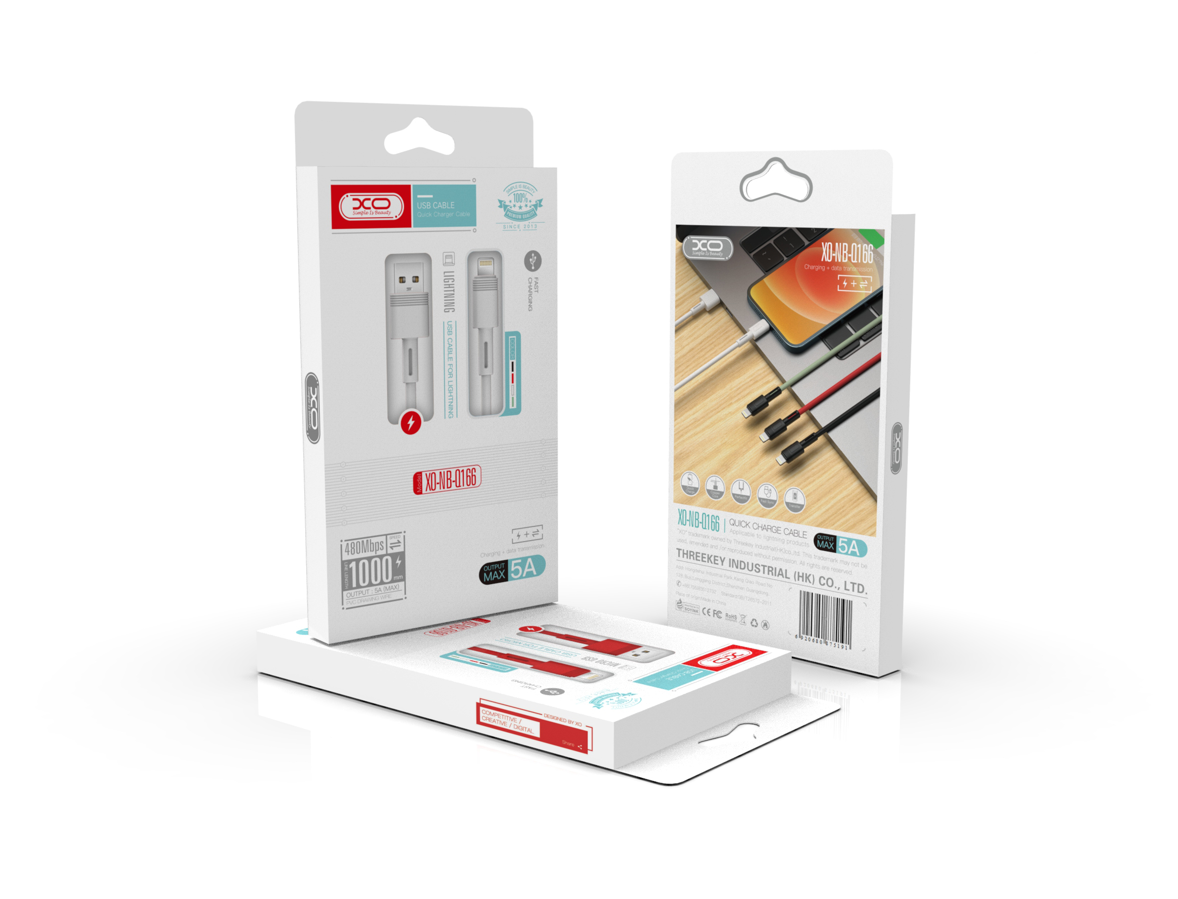 XO Kabel NB-Q166 USB - microUSB 1,0 m 5A bia�y / 2